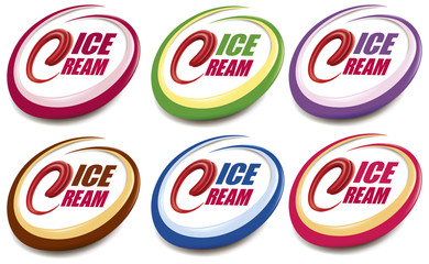 set vector ice cream label