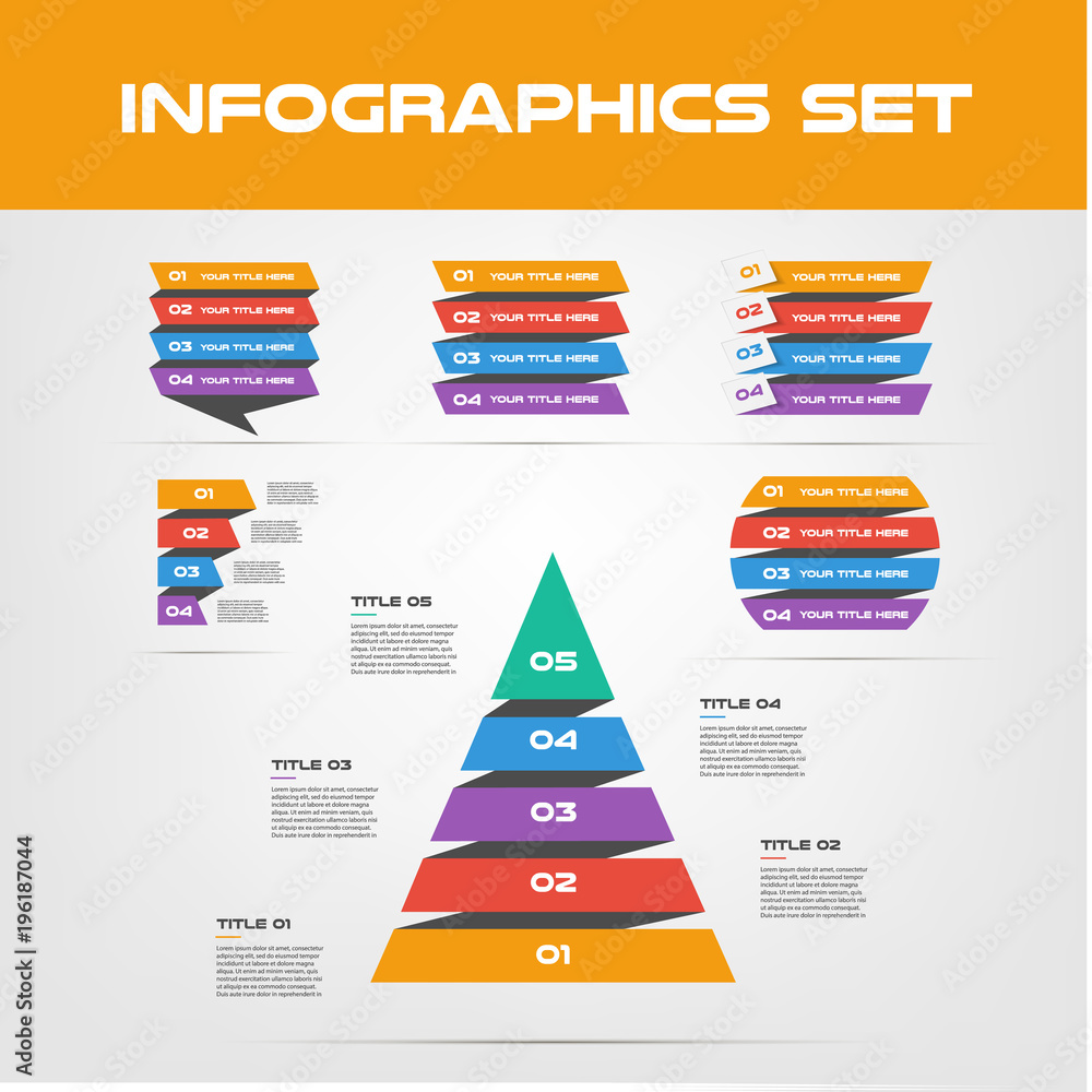 Poster shadow ribbon infographic elements collection - business vector illustration in flat design style fo