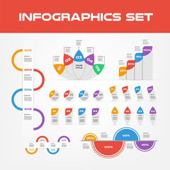 Shadow Infographic Elements Collection - Business Vector Illustration in flat design style for presentation, booklet, website etc. Big set of Infographics.