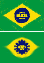 Set Brazil Flags. Grunge, halftone Brazil flags. Vector modern Brazil colorful flags. Vector illustration