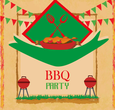 Barbecue Party menu card Invitation