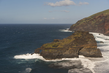 Big waves on a stormy day in Santo Domingo de Garafia at the west coast of La Palma / Canary Islands