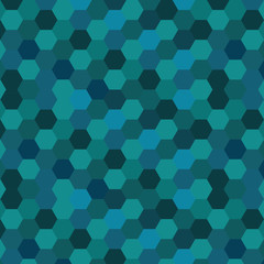 Fototapeta na wymiar Hexagon vector pattern in blue and teal colors mosaic background