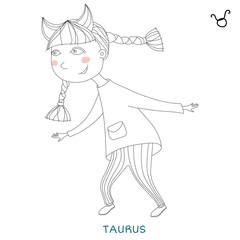 cute girl in the form of zodiac sign. taurus