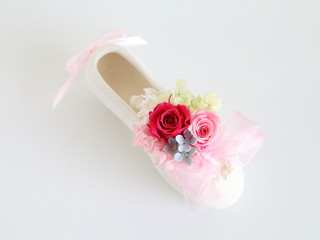 Preserved flower with ballet shoes for wedding