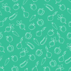 Seamless pattern of vegetables and fruits
