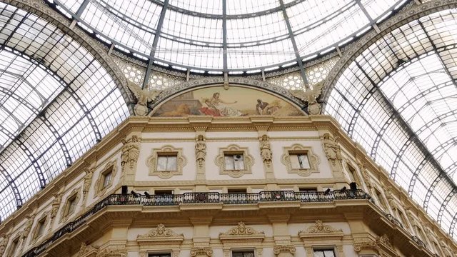 suggestive view of Christmas time in Vittorio Emanuele II Gallery in Milan,Italy