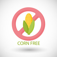 Corn free flat vector icon, food intolerance flat design