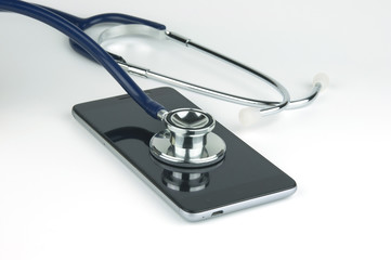 Stethoscope and smartphone.