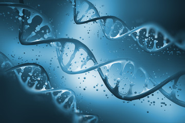 DNA helix. Genetic Engineering. Study of the structure of DNA. Modern medical research of stem cells. 3D illustrations