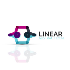 Abstract flower or star minimalistic linear icon, thin line geometric flat symbol for business icon design, abstract button or emblem