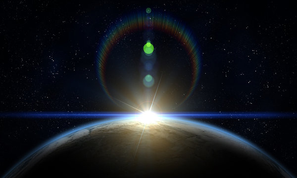 Fototapeta Planet Earth and Sun.
