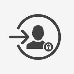 Login icon with padlock sign. Login icon and security, protection, privacy symbol