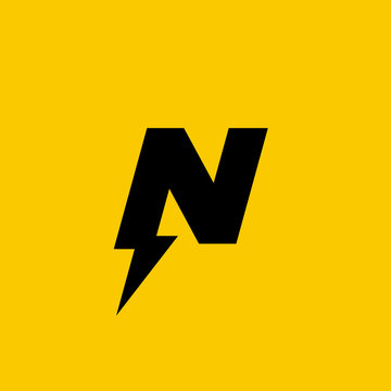 Letter N lightning logo icon design template elements