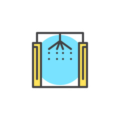 Car wash filled outline icon, line vector sign, linear colorful pictogram isolated on white. Auto washing symbol, logo illustration. Pixel perfect vector graphics