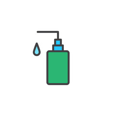 Hand soap filled outline icon, line vector sign, linear colorful pictogram isolated on white. Liquid soap bottle symbol, logo illustration. Pixel perfect vector graphics