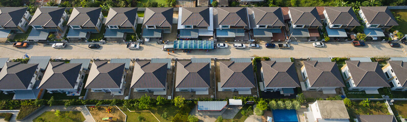 top view village, Aerial city view from flying drone , Thailand. top view landscape