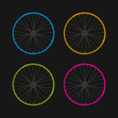 Multicolored Bicycle Rims. Realistic Vector Illustration