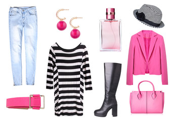 Women's clothes set isolated.