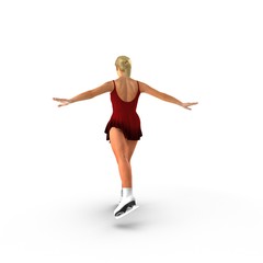 Fototapeta na wymiar Woman on skates isolated on a white. 3D illustration