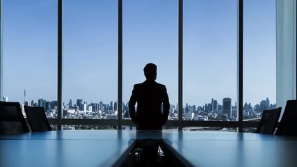 4k Vision concept, Businessman looking something in city. - Powered by Adobe