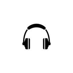 Headphones. Flat Vector Icon. Simple black symbol on white background