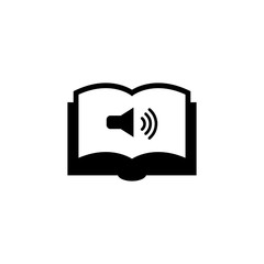 Audio Book. Flat Vector Icon. Simple black symbol on white background