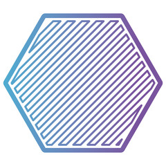 hexagon shape emblem in color gradient silhouette from purple to blue vector illustration