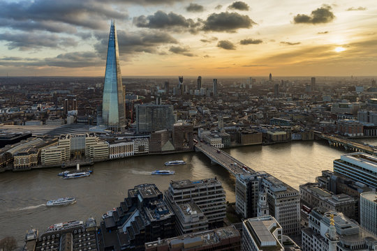 London from above at sunset