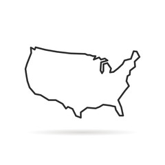 black thin line usa icon with shadow © infadel