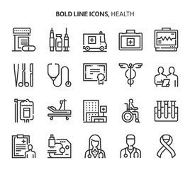 Health, bold line icons.
