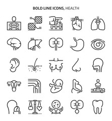 Health, bold line icons.