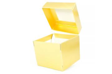 Gole gift box open and isolated .