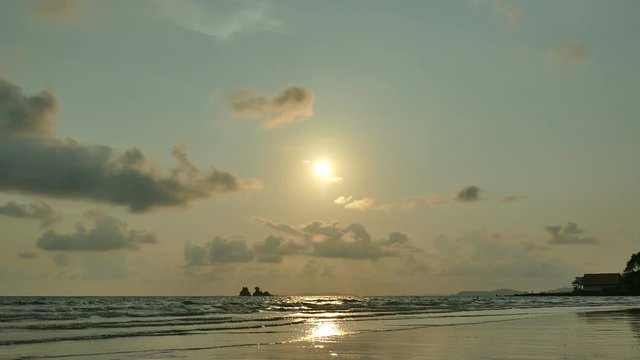 Beautiful tropical beach and sea landscape at sunrise time
