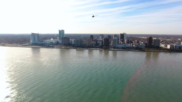 Helicopter Over Detroit River