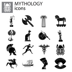 Mythology set vector black on white background