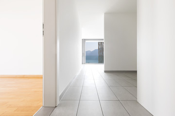 Interior of modern apartment, empty corridor