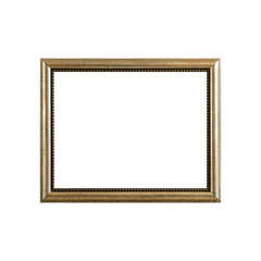 empty vintage photo frame,wood frame isolated on white background,interior decorative object