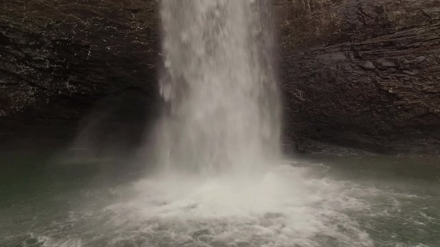 Aerial Winter Tennessee Waterfall Close 003 Base Hover