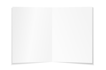 Blank folded leaflet white paper. Sheet with soft shadows , isolated on transparent background. Vector
