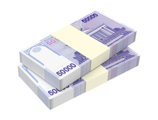 Uzbekistan sums bills isolated on white with clipping path. 3D illustration.