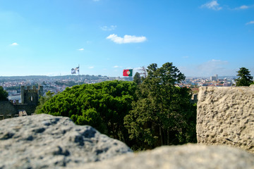 Fototapeta na wymiar Lisbon Castle View with Flags
