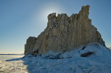 Russia. Rocky coast of the Olkhon island of lake Baikal