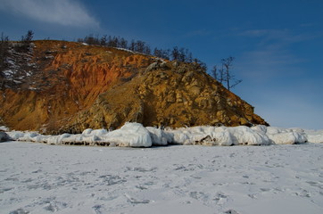 Fototapeta na wymiar Russia. Rocky coast of the Olkhon island of lake Baikal