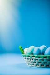 Easter eggs on blue background
