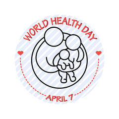 Vector illustration of family icon. World Health Day card.