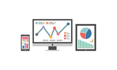 Website and Mobile Analytics Concept for Website Banner and Landing Page in Flat Design Vector Illustration