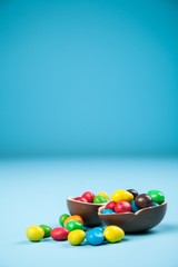 Easter eggs on blue background