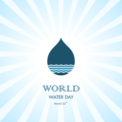 Water drop with water waves icon vector logo design template.World Water Day icon.World Water Day idea campaign for greeting card and poster.Vector illustration