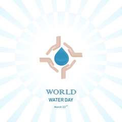 Water drop with human hand icon vector logo design template.World Water Day icon.World Water Day idea campaign for greeting card and poster.Vector illustration